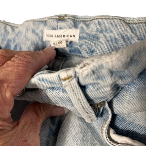 Good American Distressed Bootcut Split Hem Jeans Sz 2/26 - Picture 10 of 16